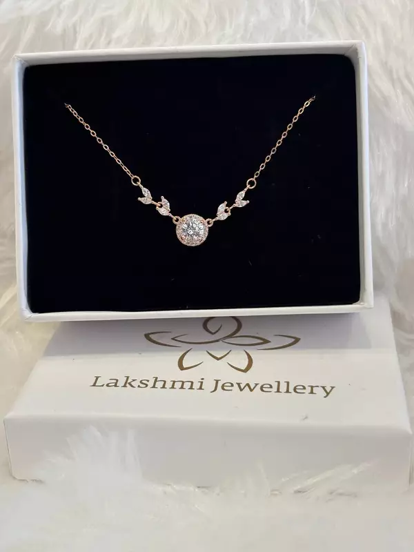 Silver white stone karthiga with rosegold finish