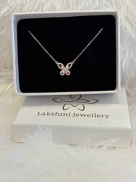 Silver butterfly1 chain with rosegold finish