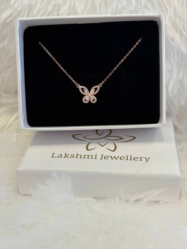Silver butterfly1 chain with rosegold finish