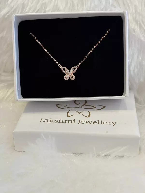 Silver butterfly1 chain with rosegold finish