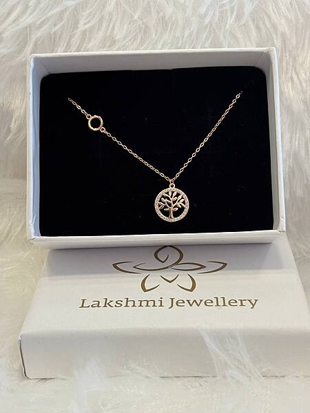 Silver tree chain with rosegold finish