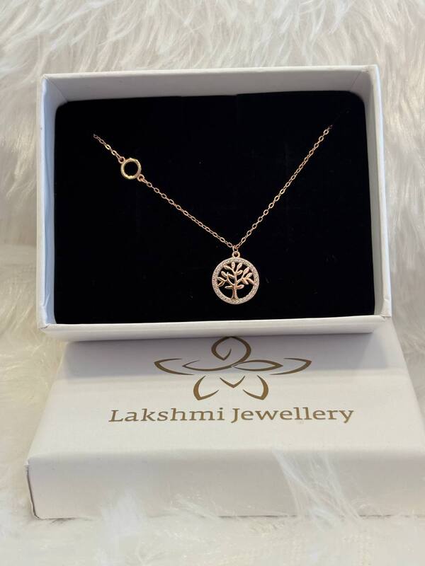 Silver tree chain with rosegold finish