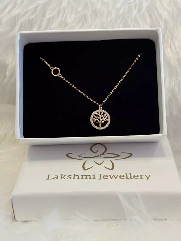 Silver tree chain with rosegold finish