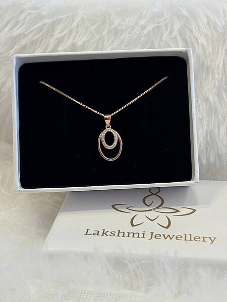 Silver double round chain with rosegold finish