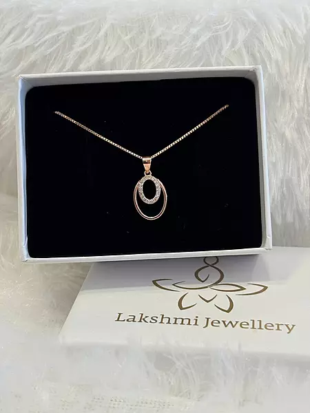 Silver double round chain with rosegold finish