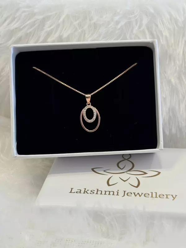 Silver double round chain with rosegold finish