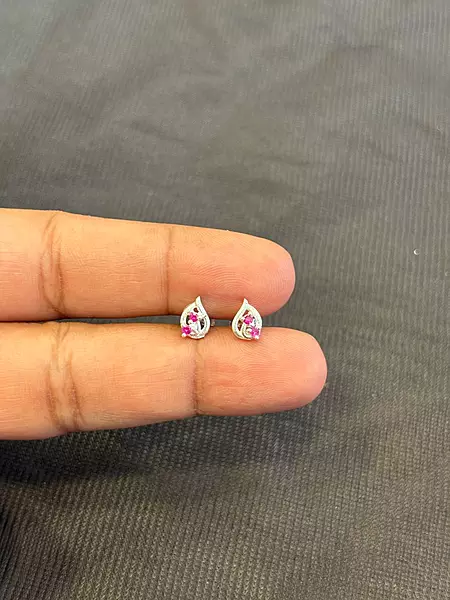 Silver pink karthigai stud