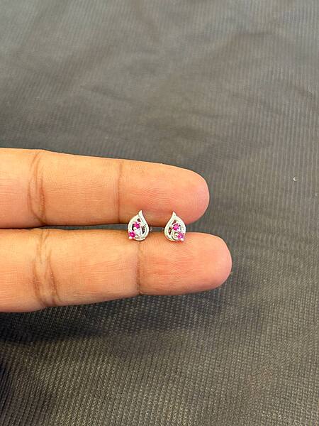 Silver pink karthigai stud