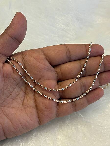 Silver malligai anklet with dual tone