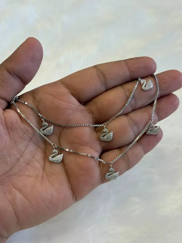 Silver swan anklet