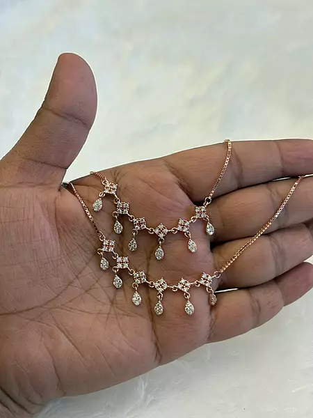 Silver karthigai anklet  with rosegold finish