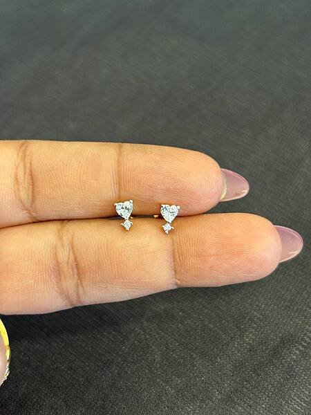 Silver heart 9 carat gold stud