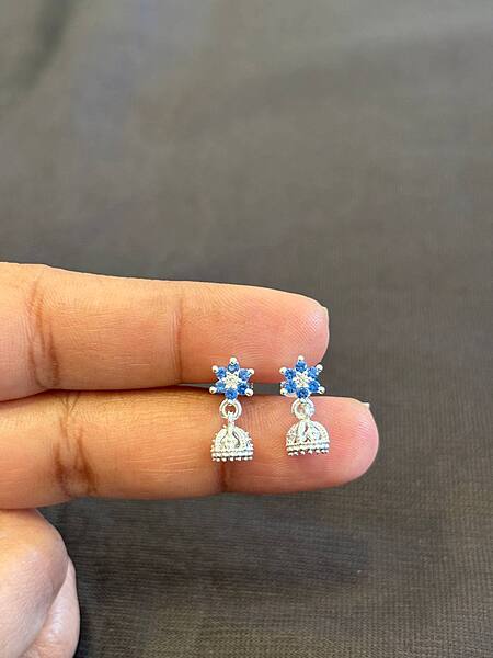 Silver blue stone jimiki