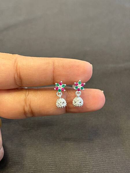 Silver multicolour stone jimiki