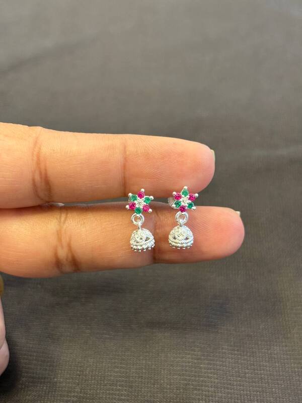 Silver multicolour stone jimiki