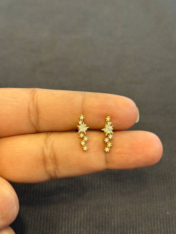 Silver karthiga stud with gold finish