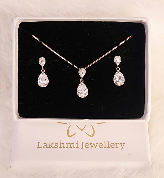 Silver thilagam 2 pendant set with rosegold finish