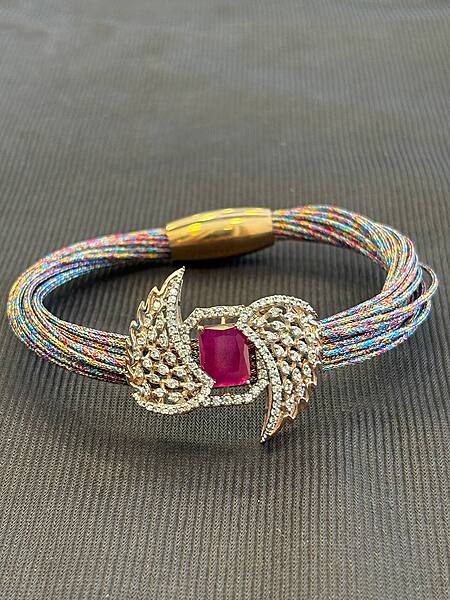 Silver multicolour fire wing with rosegold finish