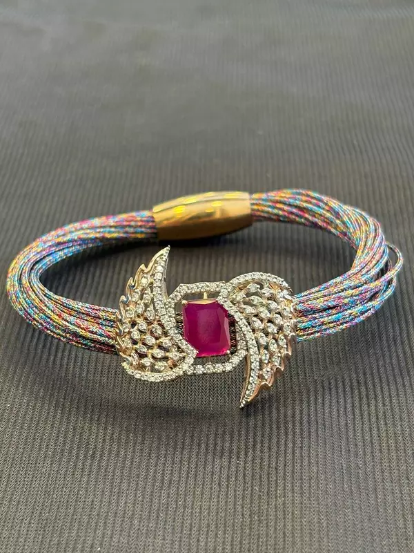 Silver multicolour fire wing with rosegold finish