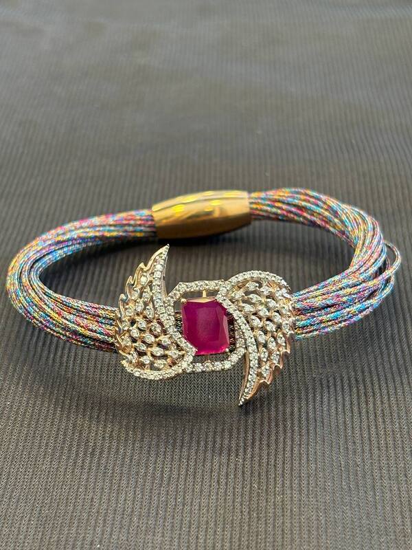 Silver multicolour fire wing with rosegold finish