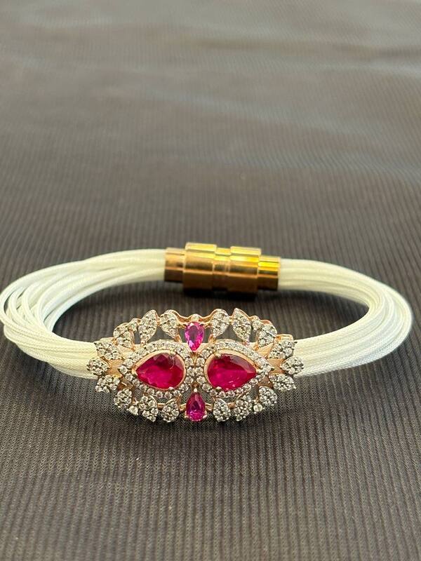 Silver white horse magnetic cuff with rosegold finish