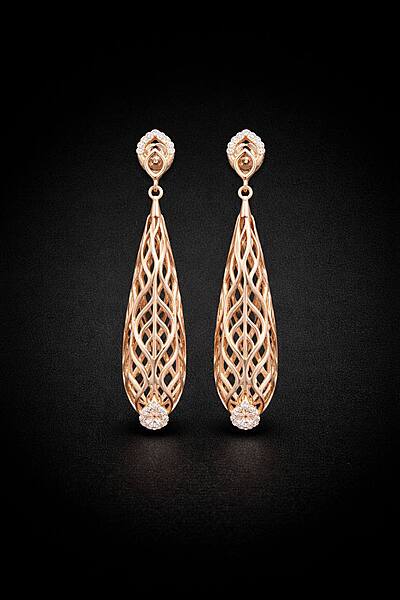 Silver koodavali stud with rosegold finish