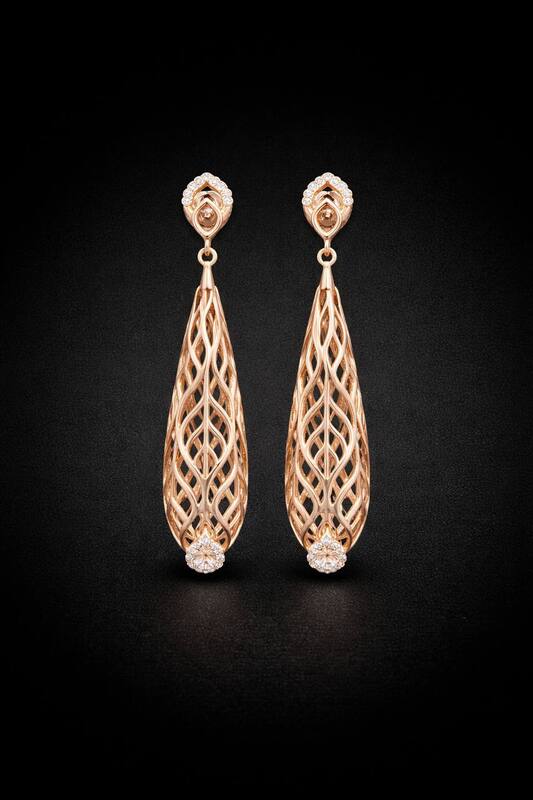 Silver koodavali stud with rosegold finish