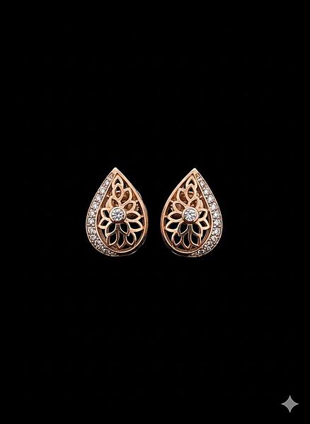 Silver thilagam stud with rosegold finish