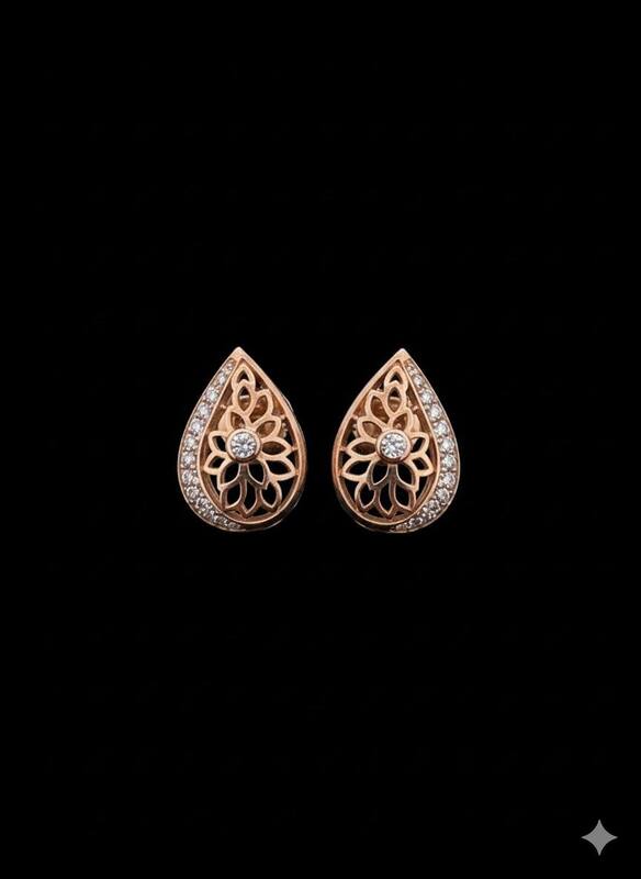 Silver thilagam stud with rosegold finish