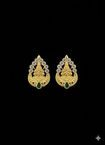 Silver maham green stud with gold finish