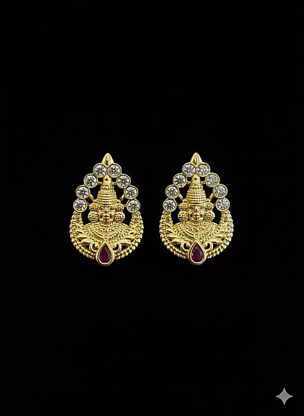 Silver maham stud with gold finish