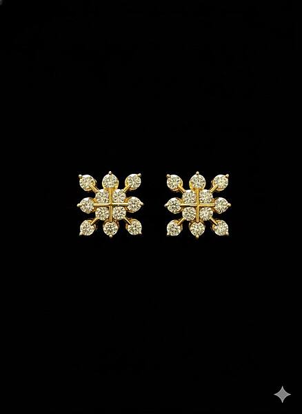 Silver twelve stone stud with gold finish