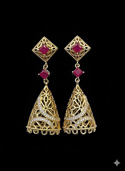 Silver chithirai stud with gold finish