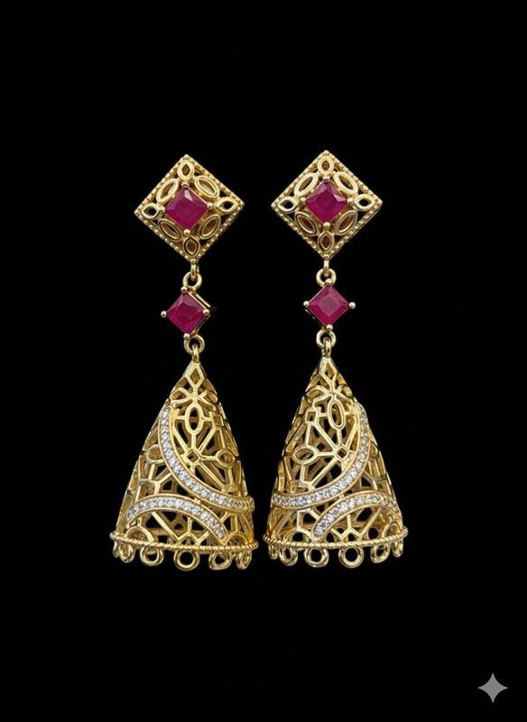 Silver chithirai stud with gold finish