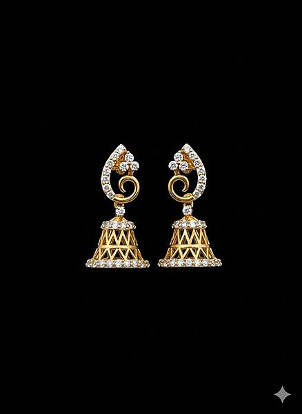 Silver kurinji stud with gold finish