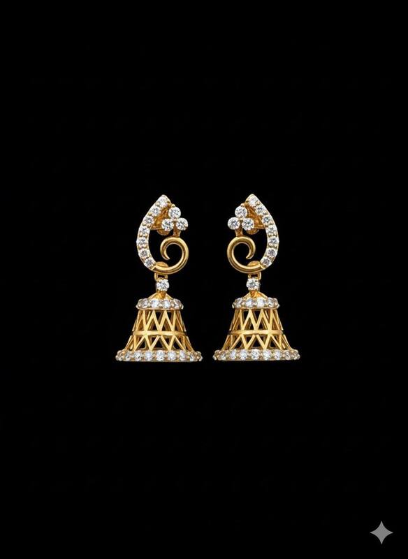 Silver kurinji stud with gold finish