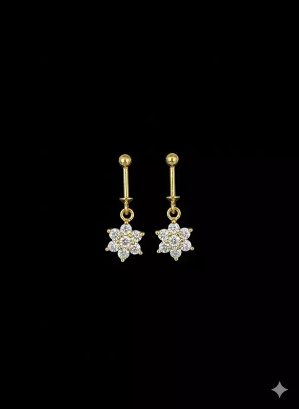 Silver white stone bugadi with gold finish