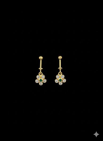 Silver green stone bugadi with gold finish