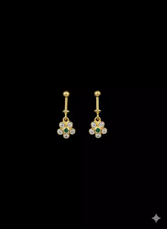 Silver green stone bugadi with gold finish