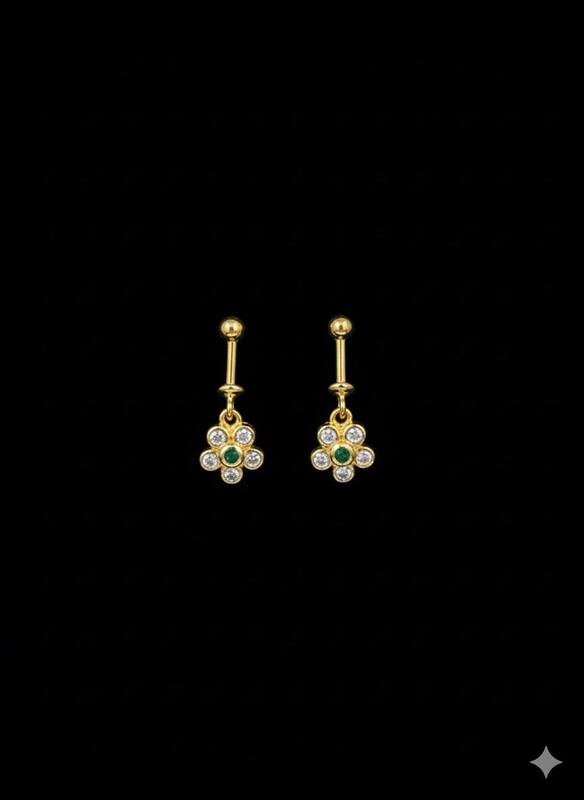 Silver green stone bugadi with gold finish