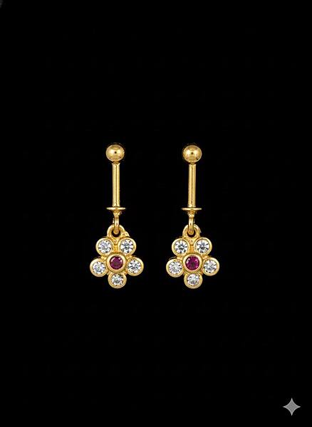 Silver stone bugadi with gold finish