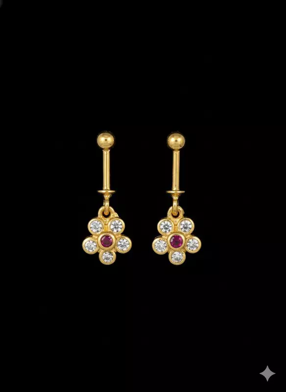 Silver stone bugadi with gold finish