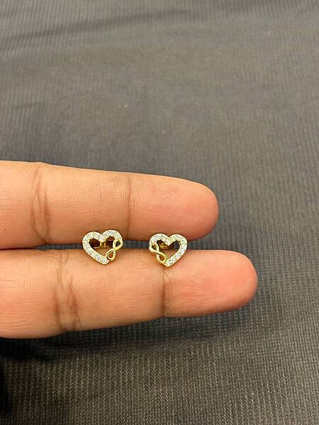 Silver heart infinity stud with gold finish