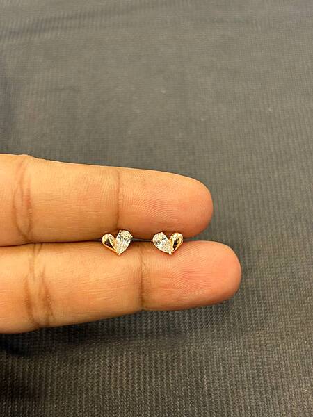 Silver crystal heart stud with rosegold finish