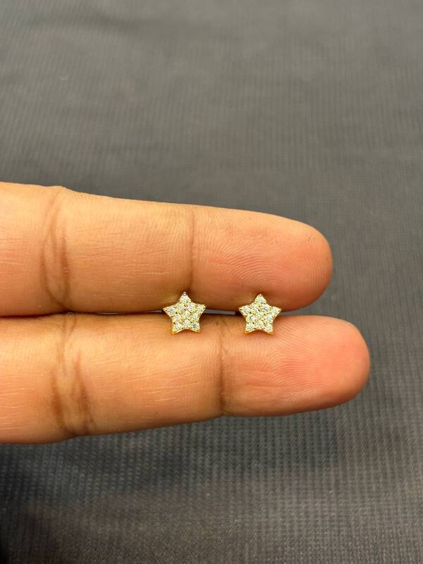 Silver star white stud with rosegold finish