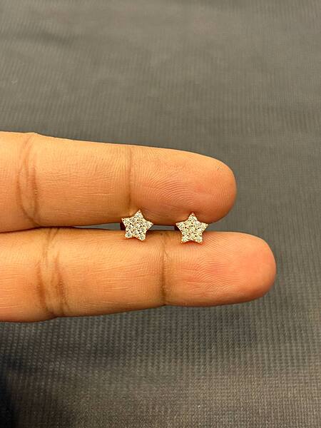 Silver star stud with gold finish