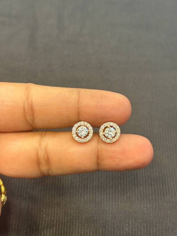 Silver white angel stud with rosegold finish