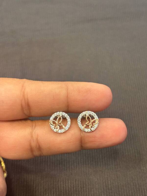 Silver butterfly stud with multicolour