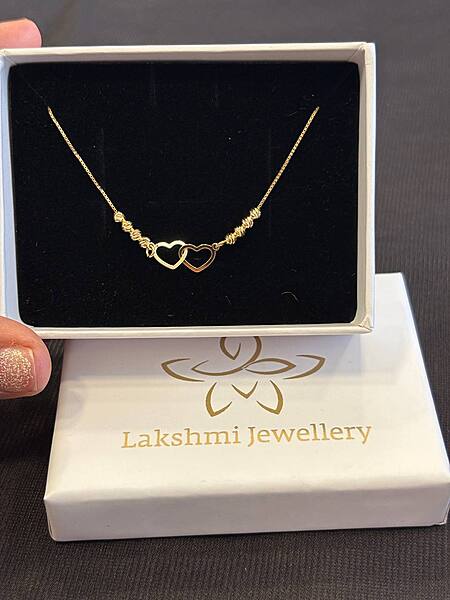 Silver double heart chain with gold finish