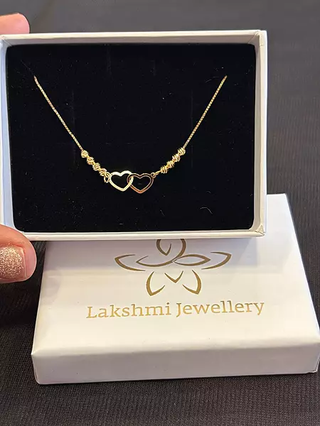 Silver double heart chain with gold finish